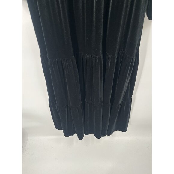 Knox Rose Black Velvet Long Sleeve Dress Witchycore Goth Sz Medium Maxi Boho - Picture 6 of 9
